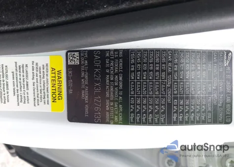 2020 Jaguar E-Pace P250 Awd Automatic z USA, uszkodzony, nr VIN SADFK2FX3L1Z76135